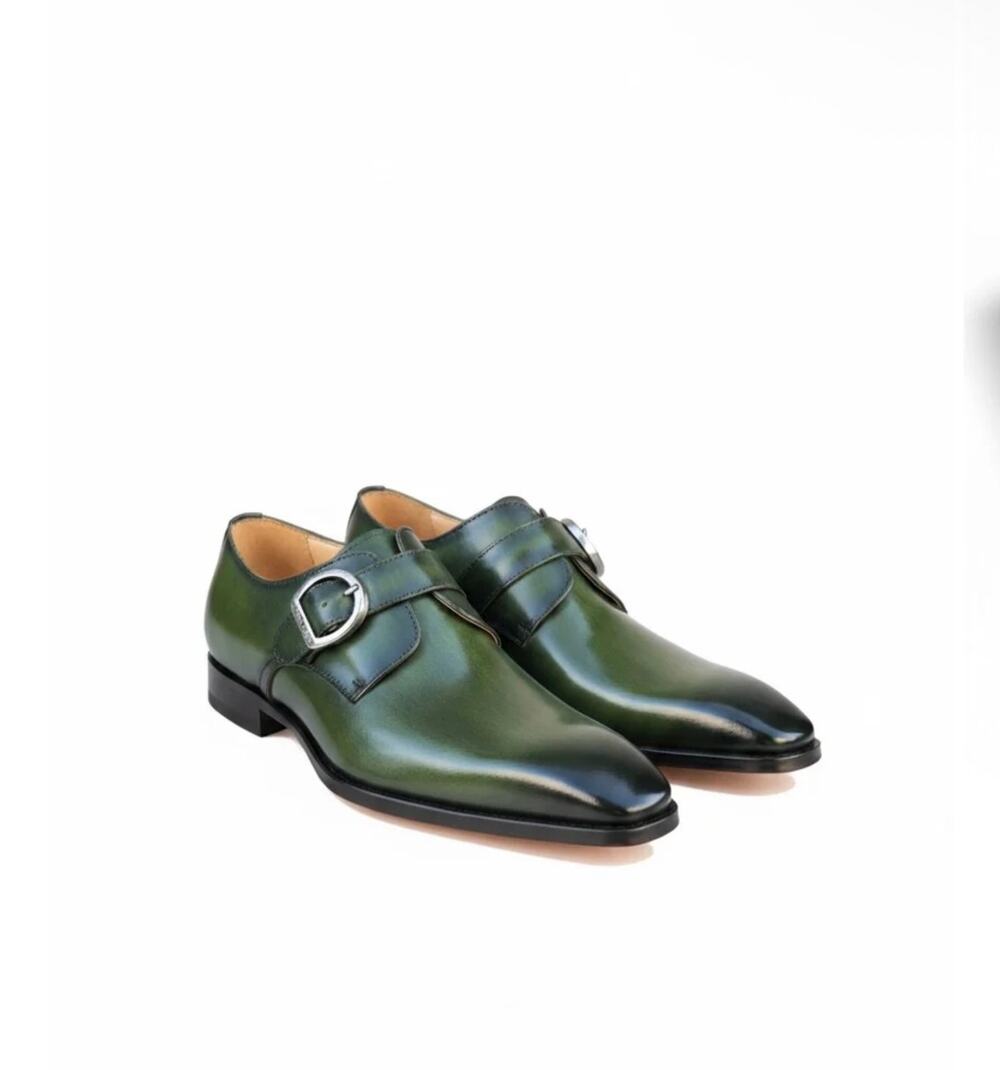 VERCINI STYLISH GREEN LEATHER DRESS SHOE LOAFERS sz 39